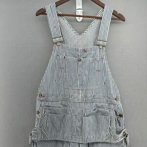 1950s COWDEN Hickory Striped Railroad Denim Overalls Carpenter Bib 34x27 VTG 50s